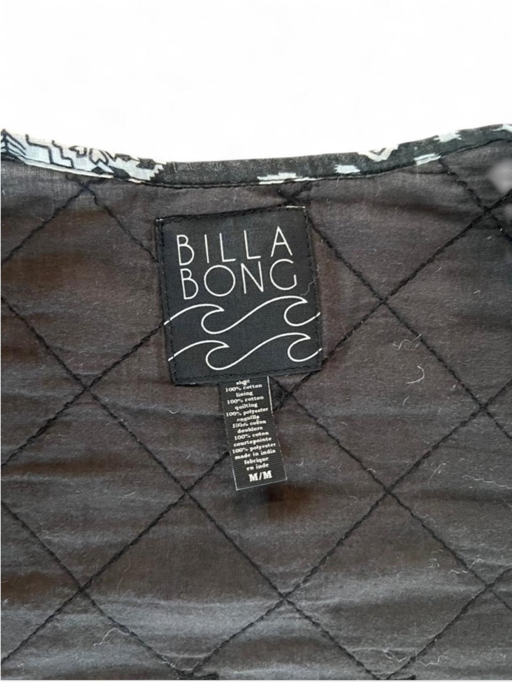 Billabong 100% Cotton Lightweight Quilted Jacket Boho Festival Size Medium - Picture 4 of 4
